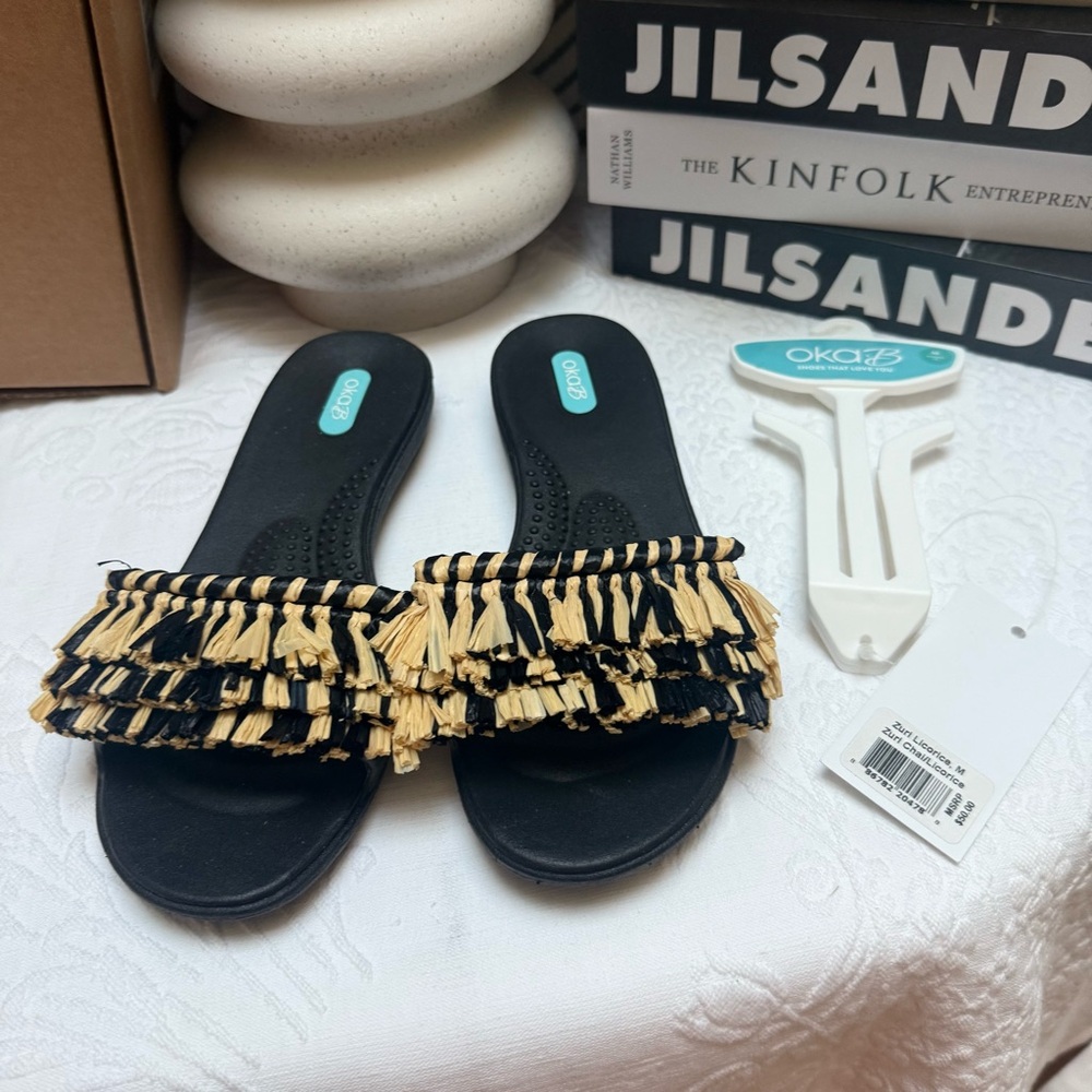 OKA b. Zuri Licorice Sandals, Size 7/8
